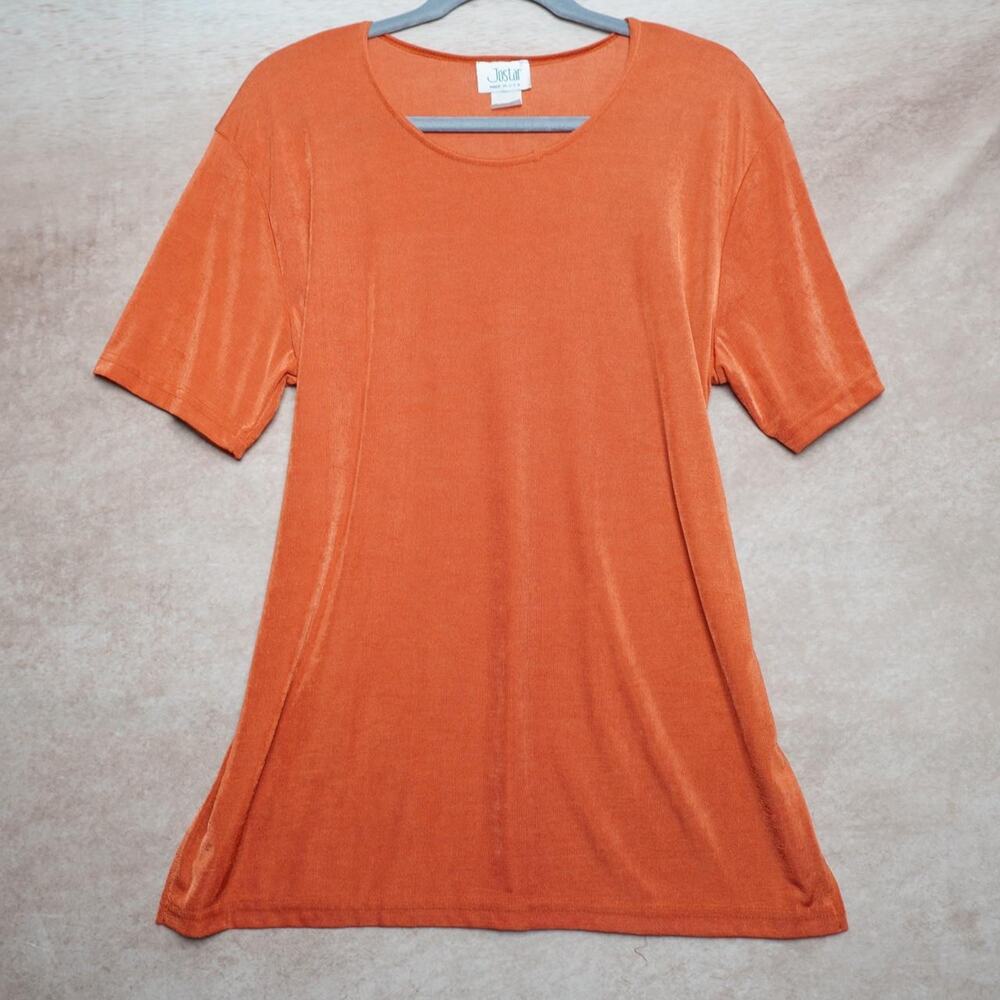 Jostar Orange Slinky Knit Tunic Top Large 90s Y2K